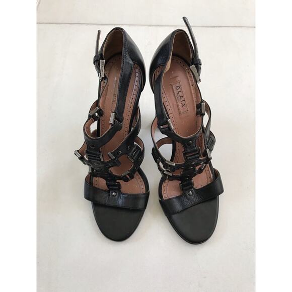 Alaia Paris Leather Strappy Studded Sandals Heels Italy - Picture 2 of 11